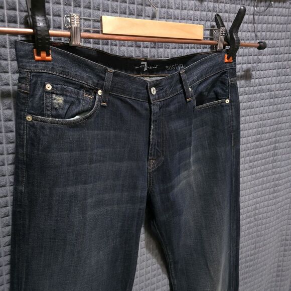 7 Austyn Dark Wash Jeans 38x36 Mens Y2K USA Straight Leg Distressed Grunge Rock - Picture 3 of 16